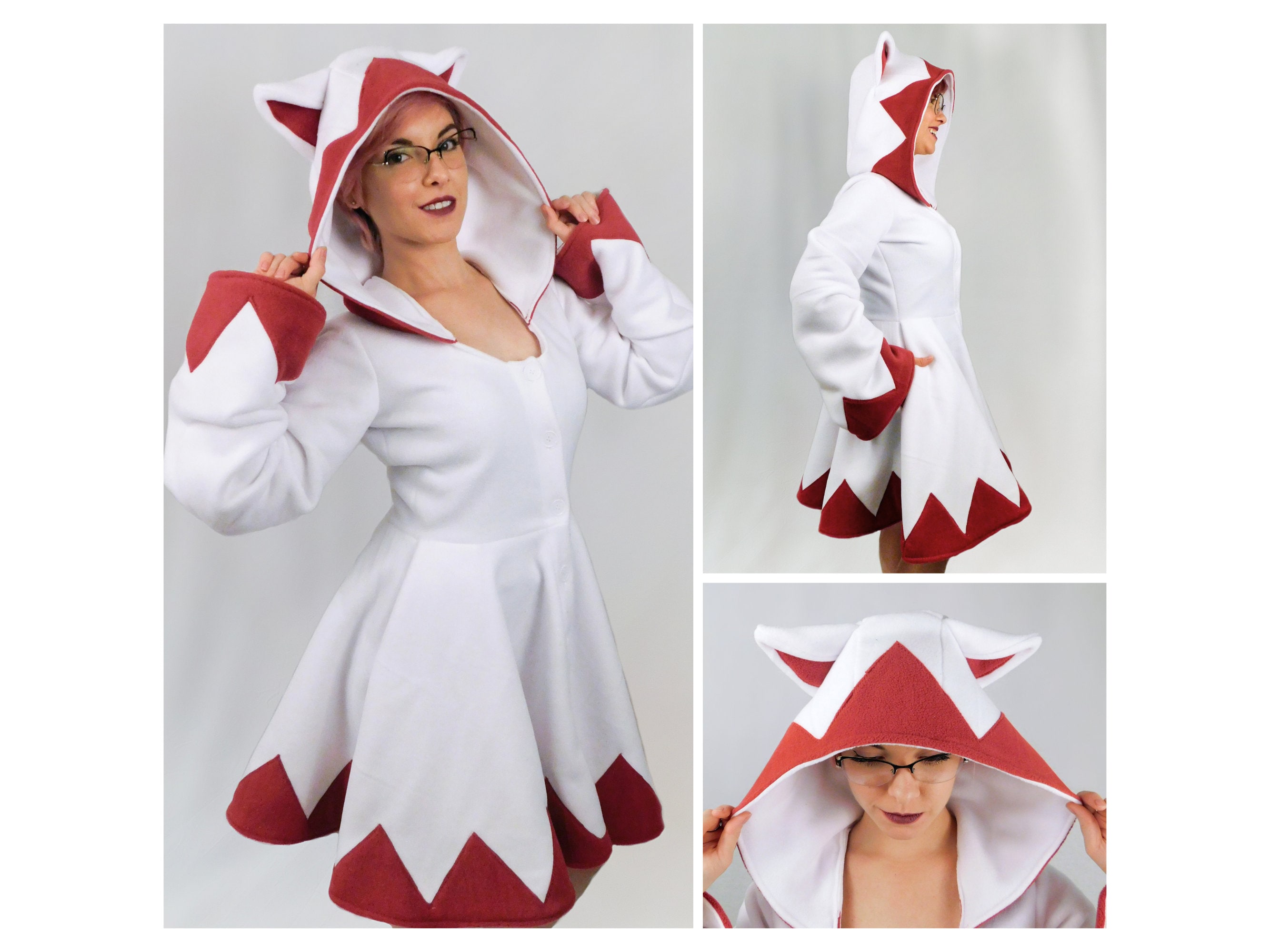 White Mage Inspired Kigurumi Dress Handmade Final Fantasy Fleece Cosplay for Women, Comfy Halloween Costume, Custom Sizing Available