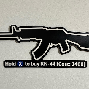 Letrero de madera BO3 de 30 pulgadas con pistola KN-44 PERSONALIZADA