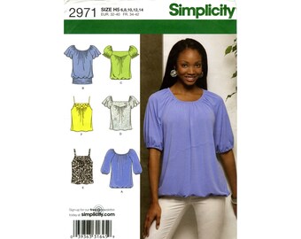 Knit tops, Quick to sew tops, camisole, peasant top, Simplicity 2971, Sizes 6 - 14