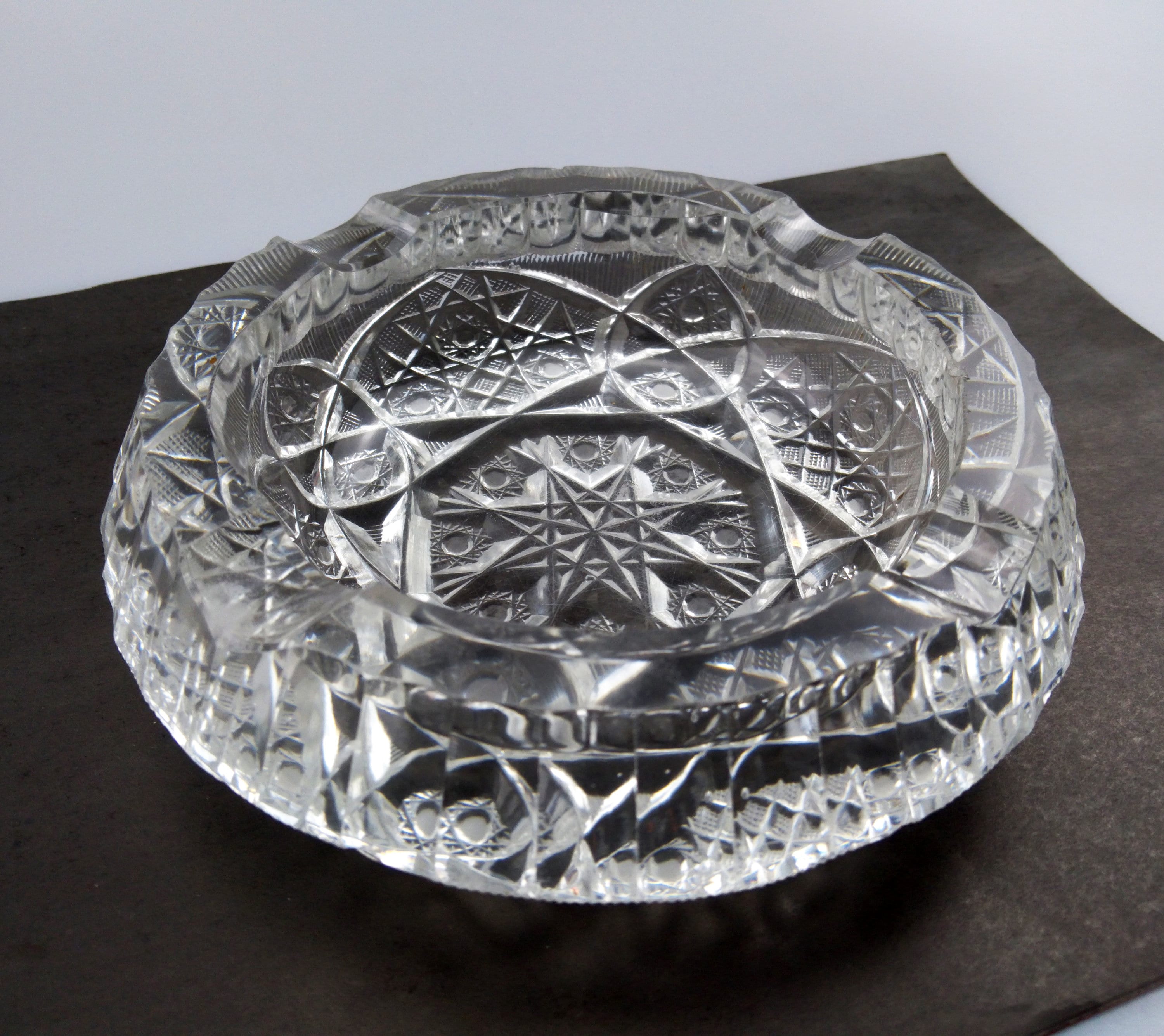 Vintage Big Ashtray Czech Crystal Glass Crystal Ashtray Retro Etsy