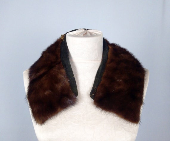 Dark Brown Mink Collar, Brown Vintage Fur Collar,
