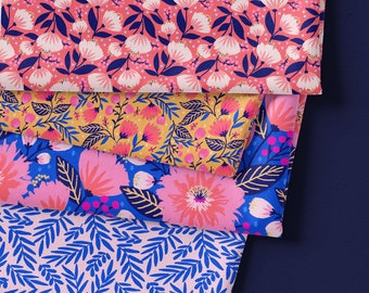 Vibrant Blooms by Jess Phoenix - Natural Organic Canvas - Paintbrush Studio Fabrics