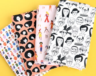 Vrienden en gezichten van Carolyn Suzuki - Paintbrush Studio Fabrics