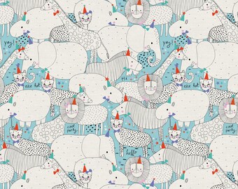 Animales de fiesta de Alice Potter - Telas Paintbrush Studio - Tela de algodón suave para acolchado