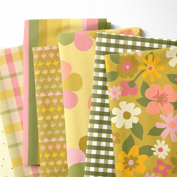 Flower Market di A Beautiful Mess - Quilting Cotton - Moss Colorway - Paintbrush Studio Fabrics