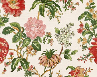 100% Cotton English Garden Floral Fabric – Vintage Rose Lily Botanical Print Quilting Material