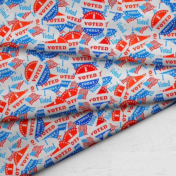 I Voted Quilting Cotton Fabric - Quilter's Cotton DIY Craft, Vote 2024 United States
