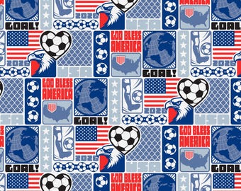 World Soccer Cotton Fabric by the Yard