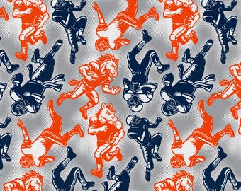 Tela de fútbol americano de Denver: algodón deportivo naranja y azul de Colorado