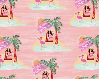 Flamingo Weihnacht Baumwollstoff: Tropischer Feiertagsdruck von Lauren Lesley