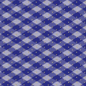 May include: A seamless pattern featuring a blue and white diamond grid design, overlaid with small gold stars. The pattern has a textured appearance, creating a visually appealing and dynamic surface. The design is suitable for various applications, including fabric, wallpaper, or digital backgrounds.