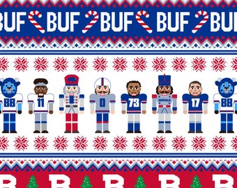 Christmas Buffalo Football Nutcracker Cotton Fabric By the Yard
