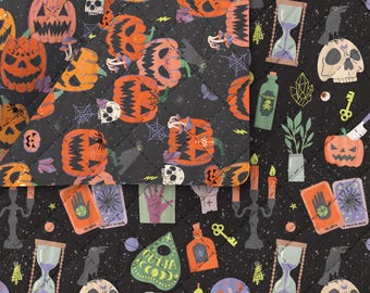 Mystical Halloween Pre-quilt Cotton Fabric by the Yard