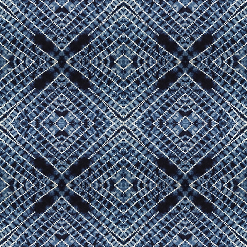 Shibori Dye by Kim Eichler-Messmer Indigo Digital Fabric Print Paintbrush Studio Fabrics 120-21450