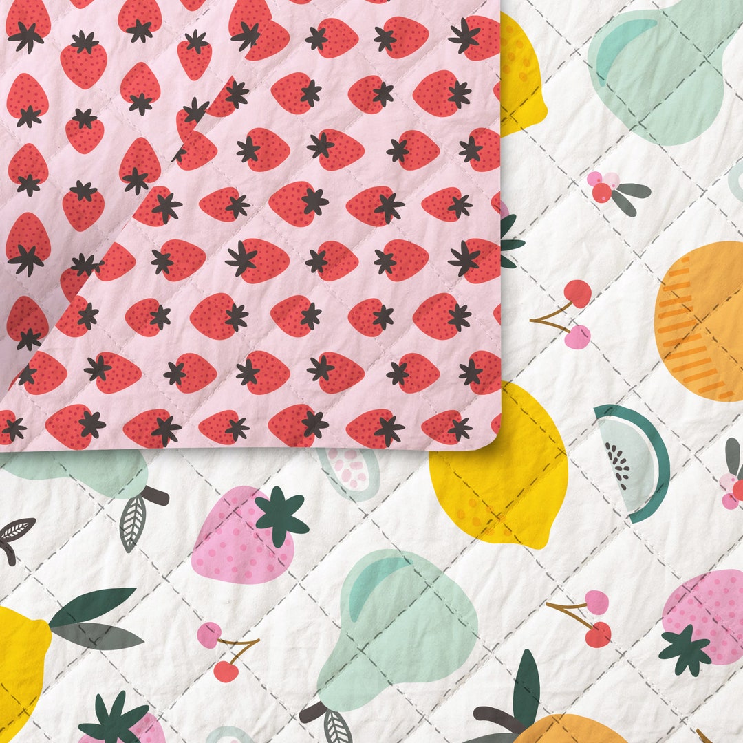 Double Sided Prequilted Fabric Fruity by Maja Faber by Paintbrush