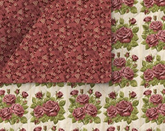 Double Sided Pre-Quilted Fabric - Petite Floral -1 YARD CUTS Flower Pre-quilt