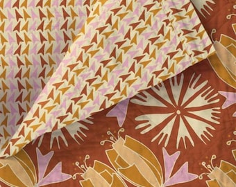 Floral Pre-quilted Cotton Fabric By the Yard