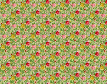 Cottagecore Floral Quilting Fabric by the yard in Soft Pink, Yellow & Sage