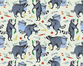 Koszulka Raccoon Ruckus od Allira - Paintbrush Studio Fabrics - Bawełna pikowana cięta na wymiar