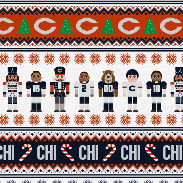 Christmas Chicago Football Nutcracker Fabric by the yard