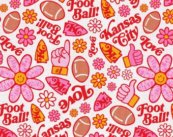 Kansas City Football Fabric Pink - Cotton Fabric by the Yard