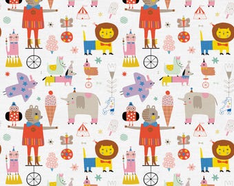 Step Right Up Circus Animals Cotton Fabric – Suzy Ultman Whimsical Kids Print