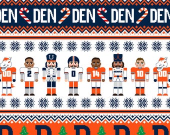 Christmas Denver Football Nutcracker Fabric by the yard