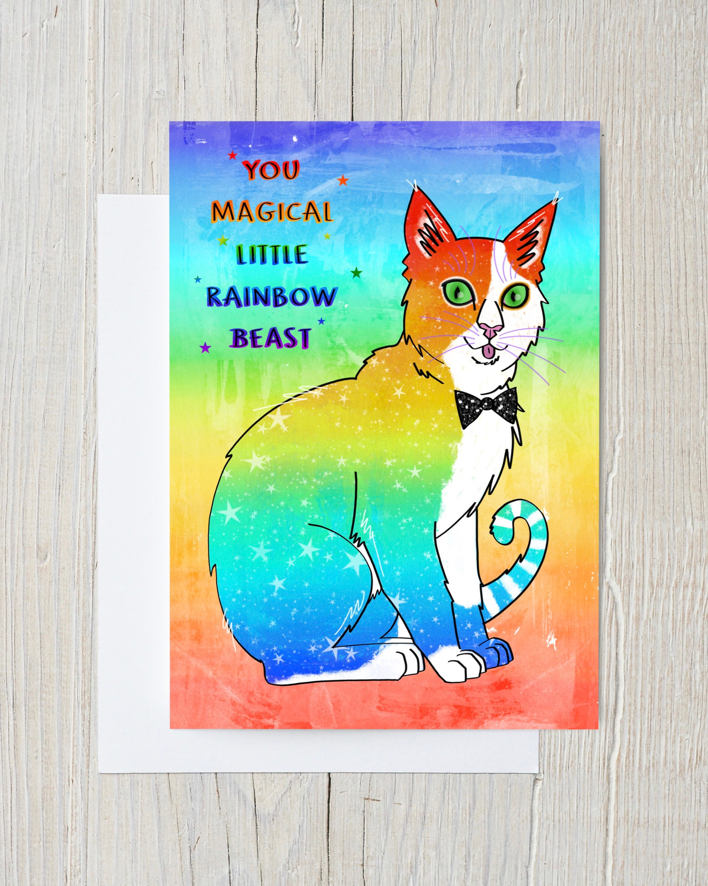 Rainbow Cat Card A5 Celebration Birthday | Etsy