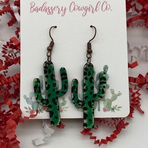 Leopard Cactus Earring SVG File Glowforge