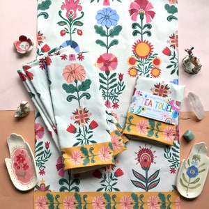 Scandinavian Folk Floral Tea Towel/Tapestry