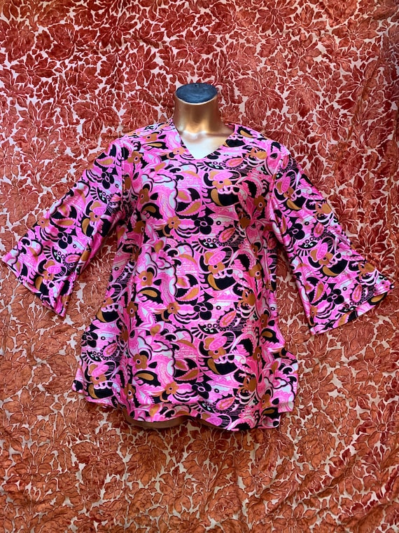 60s Hot Pink Psychedelic Minidress
