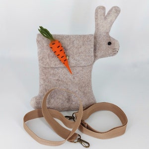 Smartphone pouch case Funny rabbit Iphome crossbody bag Handbag for a girl Warm gift Felted shoulder bag