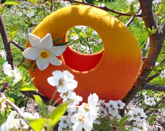 Felted wool basket Felted vase Decor room Basket with brooch