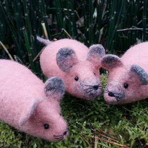 Mouse felted toy set of 3, felted rat, cats toy, eco toy, 2020 New year symbol