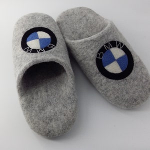 Felt BMW Slippers for Man Wool Slippers Flat Shoes Handmade Home ...