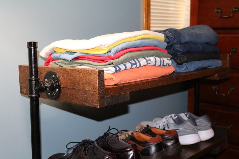 Wood Shoe Rack 3 Shelf Shoe Rack Shelf Display Wood Shoe Storage Clothes Storage Industrial Pipe Shoe Rack Reclaimed Wood Organizer