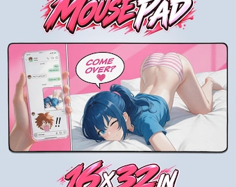Anime Mouse Pad 16x32, Red Gaming Desk Mat, Kawaii Anime Girl Mousepad, Extended Large Gamer Desk Pad, Gaming Setup Accessory, Gamer Gift