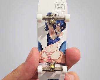 Anime Fingerboard Mini Skateboard, Wood Deck Toy, Waifu Graphic Board