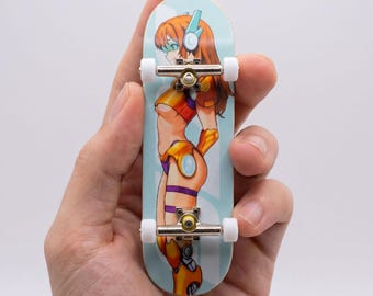 Anime Fingerboard Mini Skateboard, Wood Deck Toy, Waifu Graphic Board