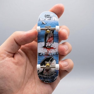 Pro Fingerboard Mini Skateboard, Penguin Graphic Wood Deck Toy