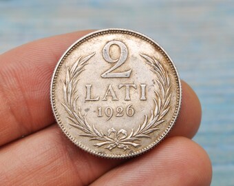 Latvian silver coin necklace Vintage necklaceLatvian 1 lats 1924 coin necklaceSilver necklaceCoin jewelrySilver coinHandmade