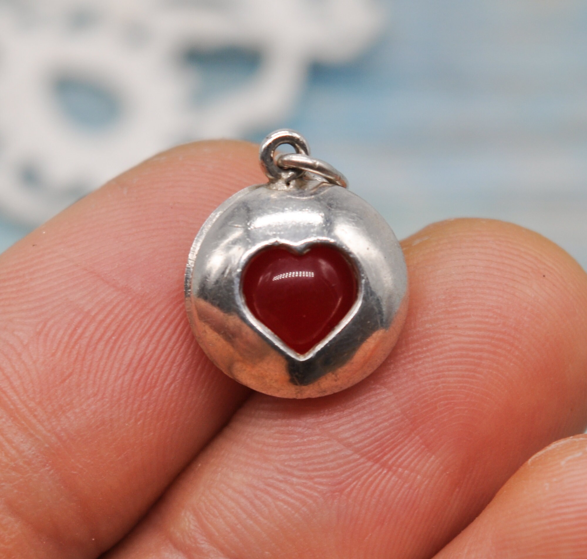 Vintage 830 Silver Glass Ball Necklace Pendant. Etsy