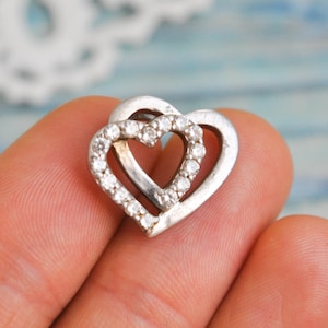 Colgante vintage de corazón a corazón en plata de ley 925.