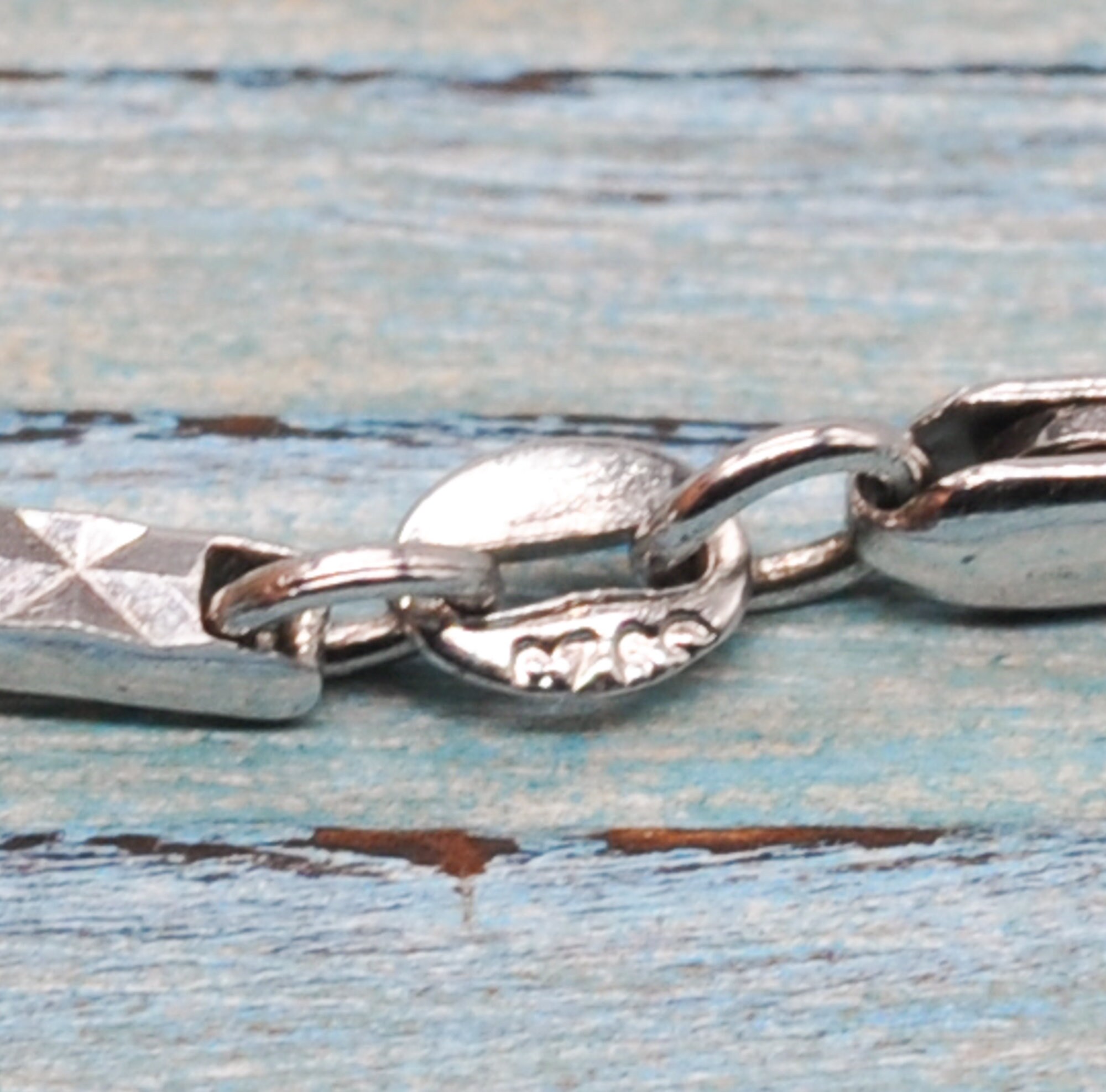 Rhodium Plated Sterling Silver Link Bracelet. | Etsy Rhodium Plated Sterling Silver Link Bracelet. | Etsy