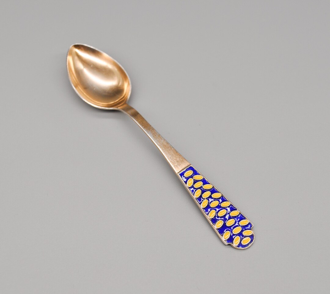希少品 旧ソビエト連邦　銀製 ティースプーン4点 916 SILVER 1960年代 旧ソビエト連邦 銀製ティースプーン4点 アンティーク