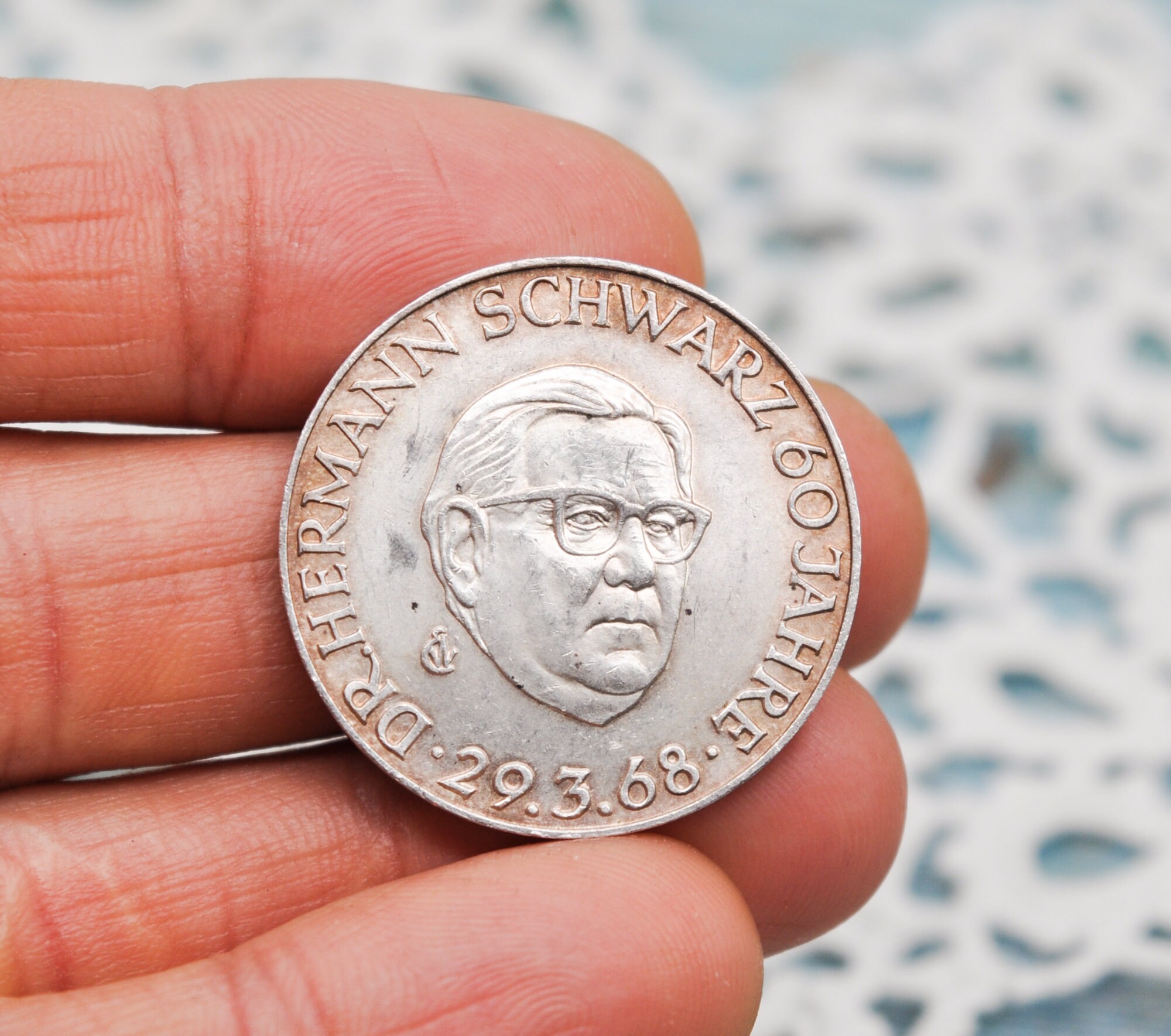 Vintage German Anniversary Sterling Silver Token 