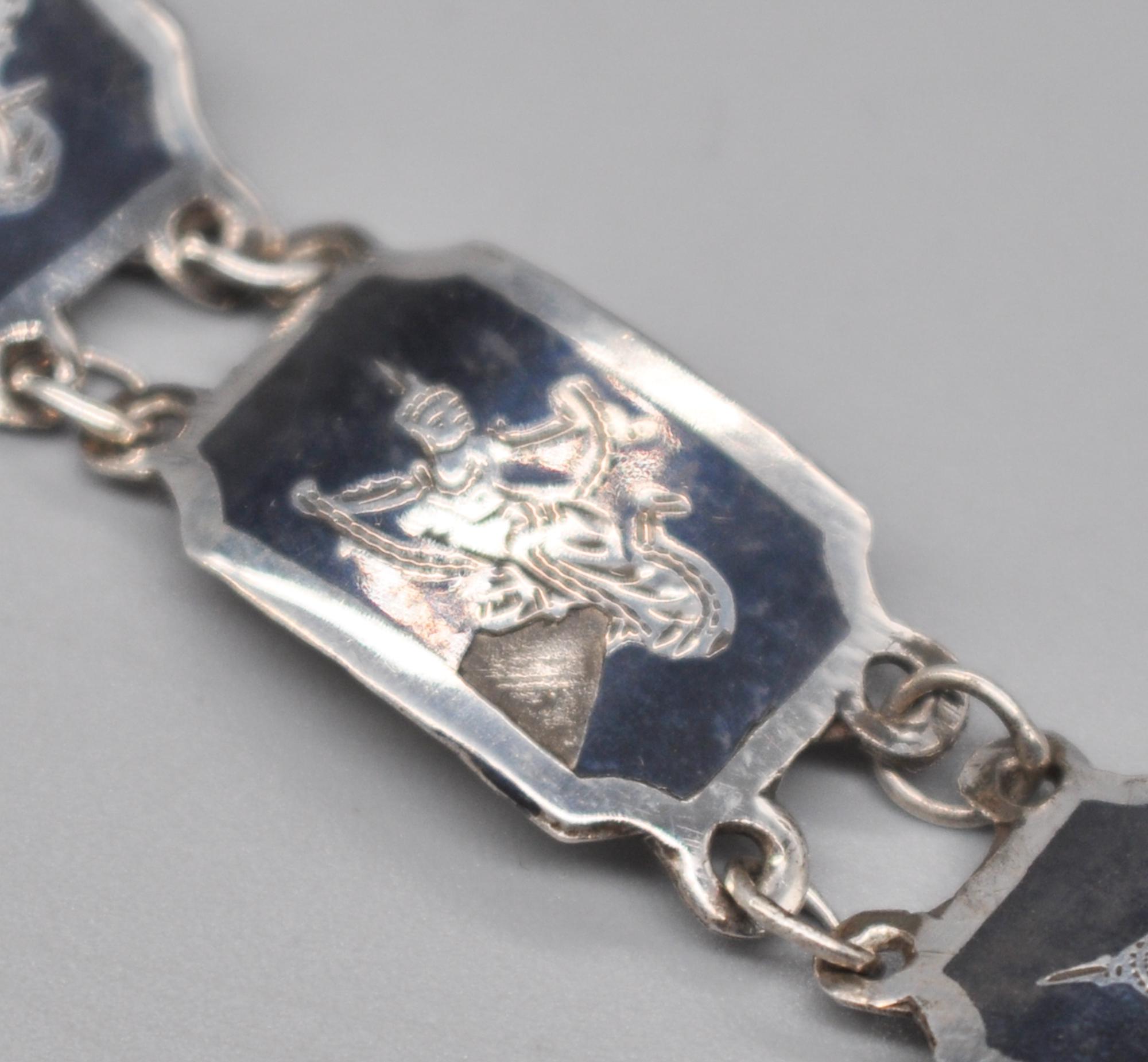 Vintage Siam Sterling Silver Link Bracelet. Visual Defects. Length