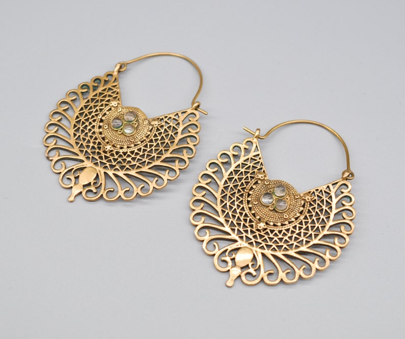 Pendientes vintage de bronce grandes. imagen 1