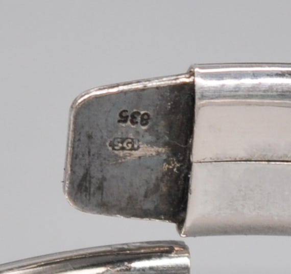 Vintage 835 Solid Silver Oval Bangle. - image 5