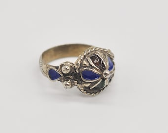 Vintage Enamel Metal Ring. Size 16.5 mm US 6.5